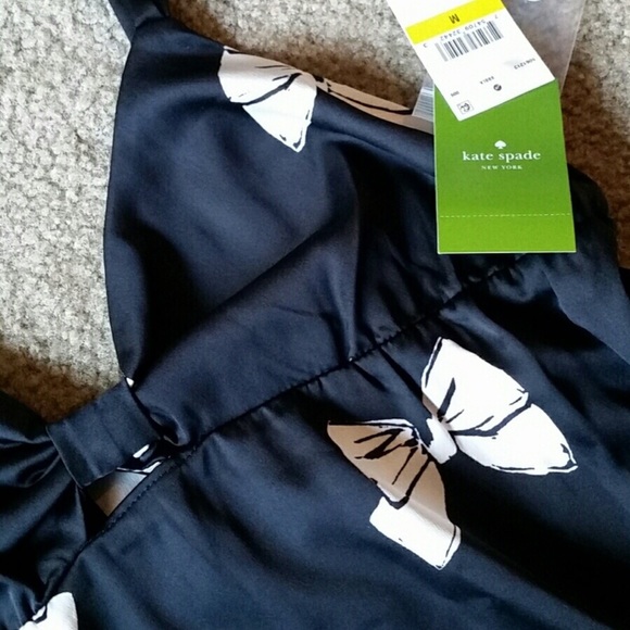 KATE SPADE Black Bow Satin Chemise - Picture 3 of 5